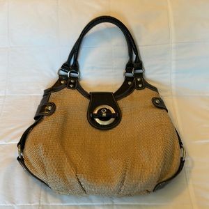 LineaR Woven Straw Shoulder Purse